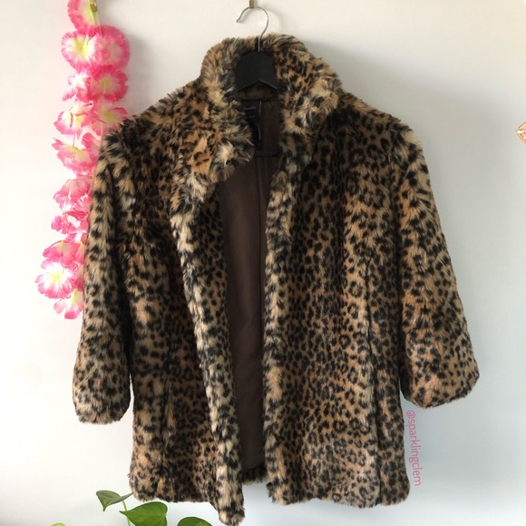 Bershka Big Cat Faux Fur Animal Coat/ Jacket - Picture 1 of 7